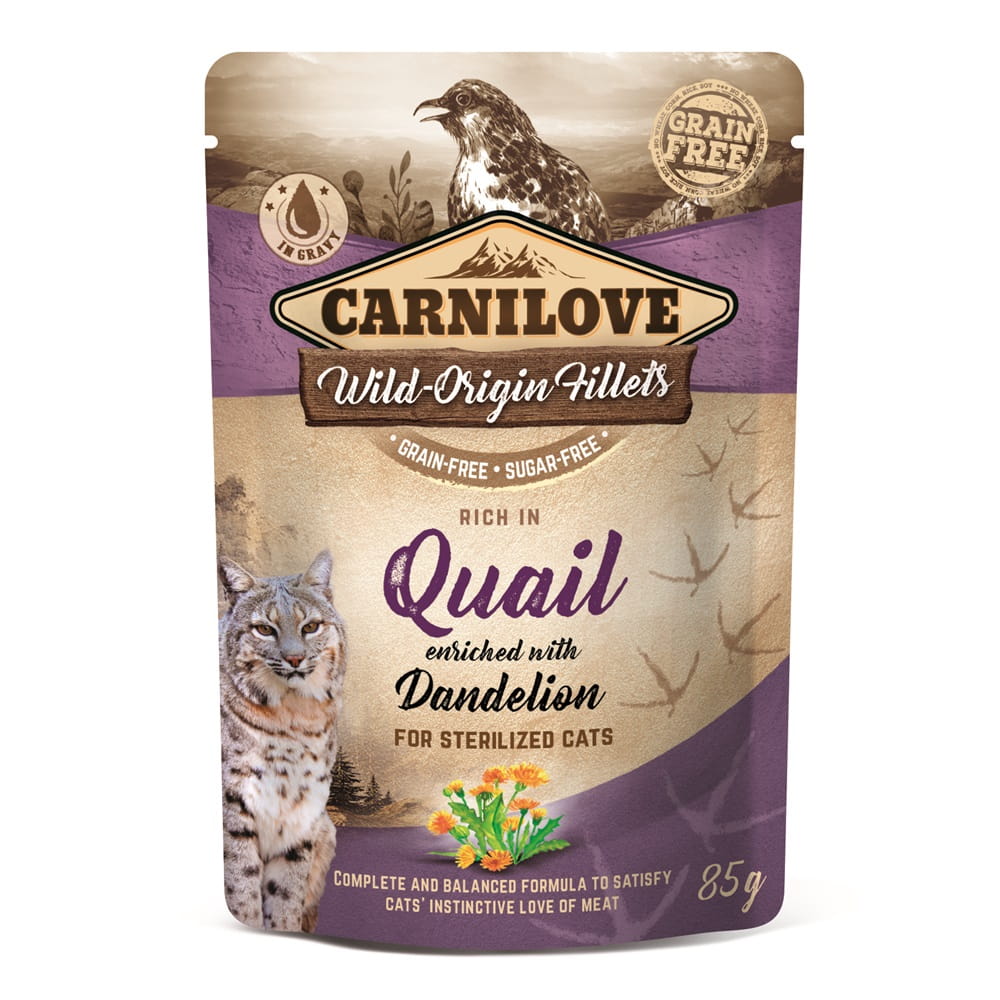 Carnilove Cat Sterilised przepiórka z mniszkiem lekarskim w sosie adult 85 g