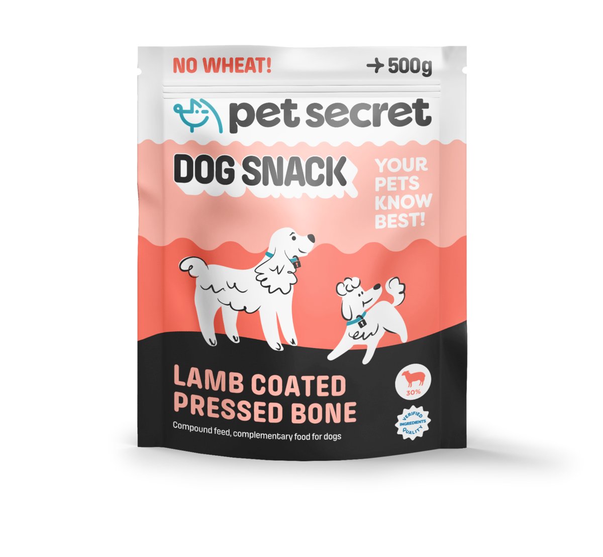 Pet Secret kość prasowana biała z jagnięciną 500 g