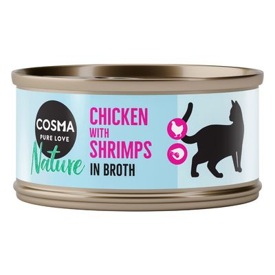 Cosma Nature Indoor krewetki, kurczak w bulionie 70 g × 6