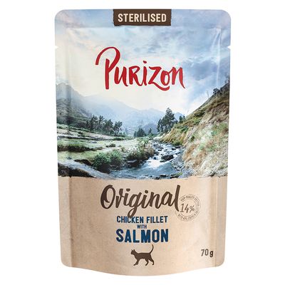 Purizon Sterilised Sensitive kurczak, łosoś pasztet adult 70 g × 6