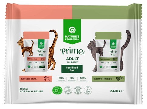 Nature's Protection Prime Sterilised mix smaków w sosie adult 85 g × 4
