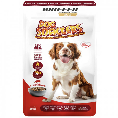 BioFeed Dog Snackers wołowina adult średnie rasy, duże rasy 20 kg