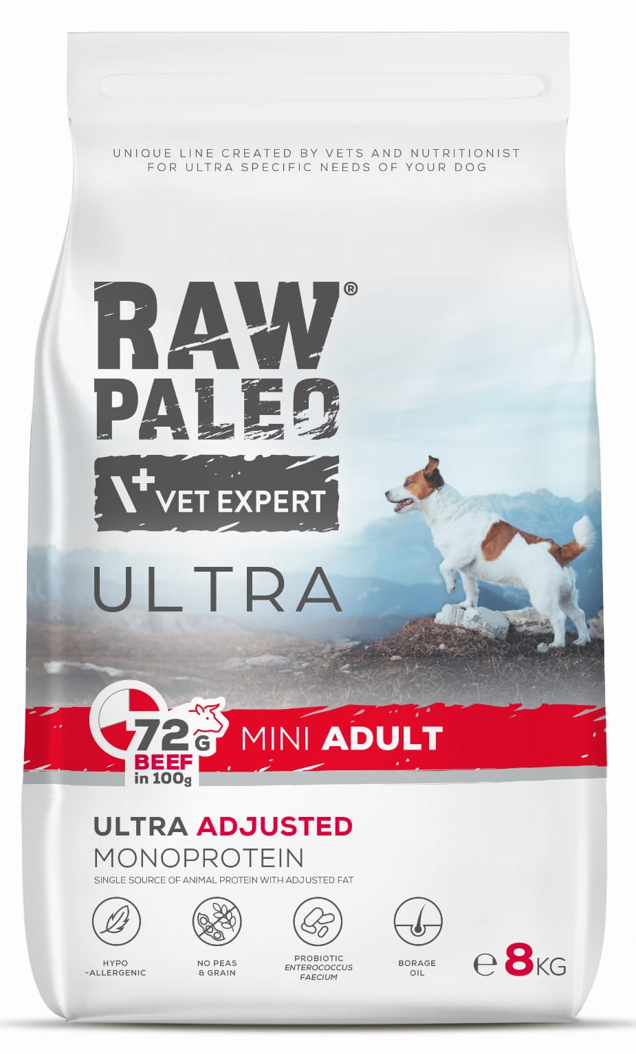 VetExpert Raw Paleo Ultra wołowina adult małe rasy 8 kg