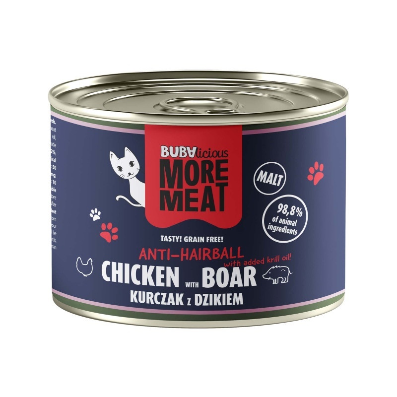 Buba BUBAlicious Hairball dziczyzna, kurczak adult 185 g