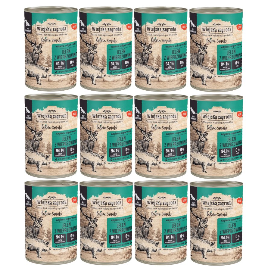 Wiejska Zagroda Leśne Smaki jeleń, wieprzowina 400 g × 12