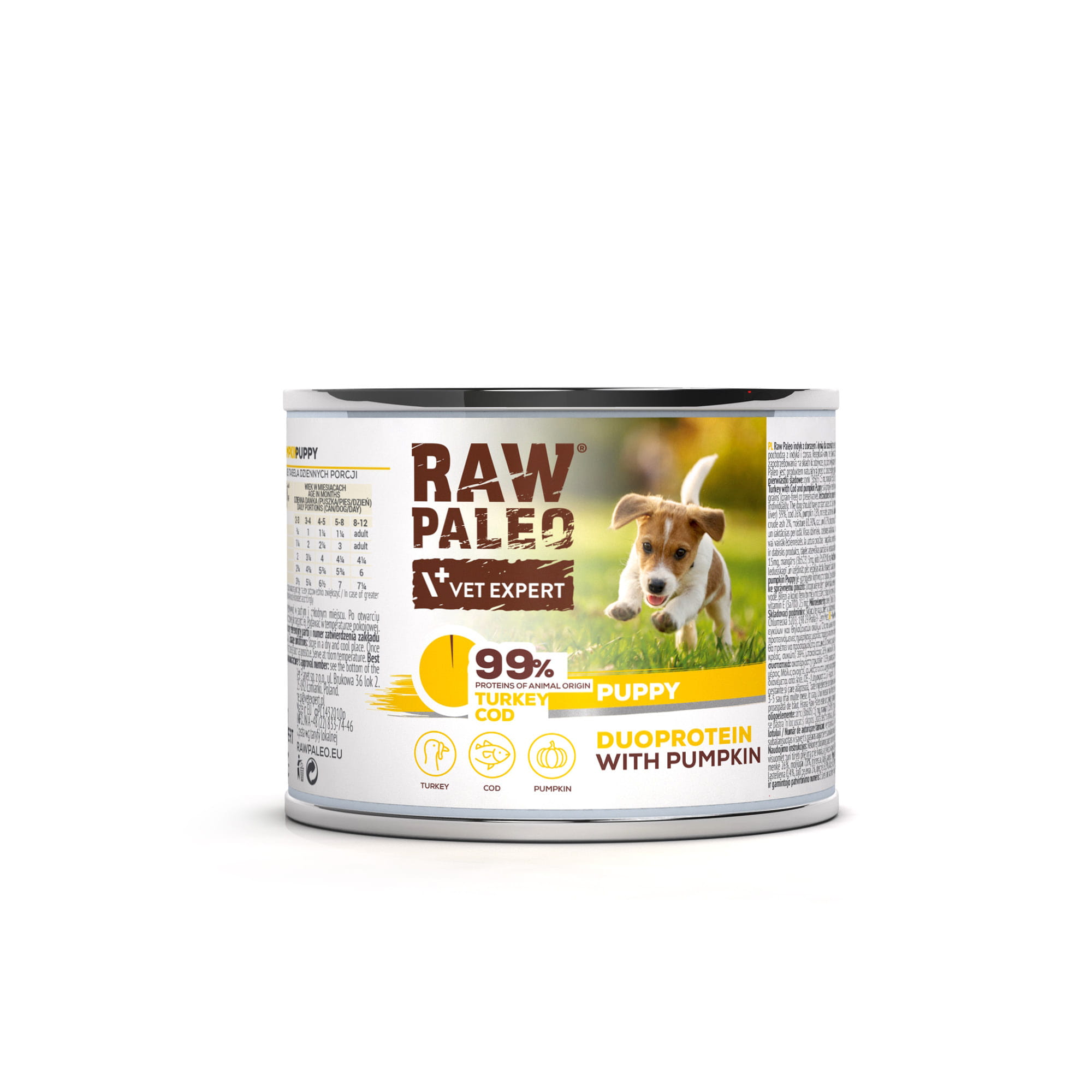 VetExpert Raw Paleo dorsz, indyk puppy 200 g