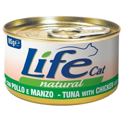 Life Cat Natural kurczak, tuńczyk, wołowina w bulionie 85 g