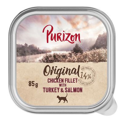 Purizon Original indyk, kurczak, łosoś kawałki 85 g × 6