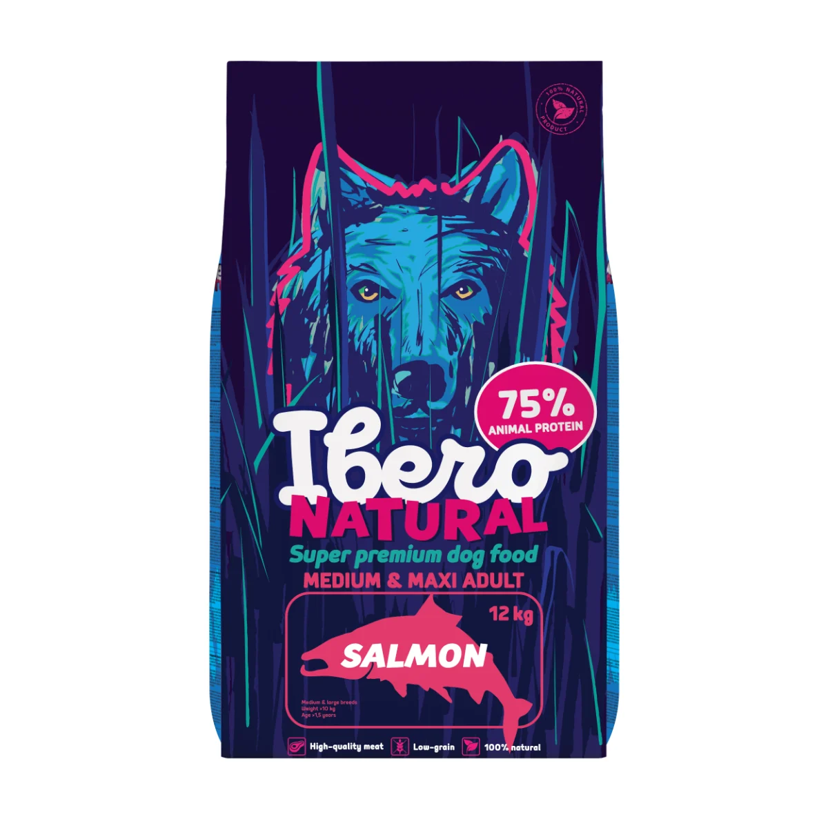 Ibero Natural łosoś adult średnie rasy, duże rasy 12 kg