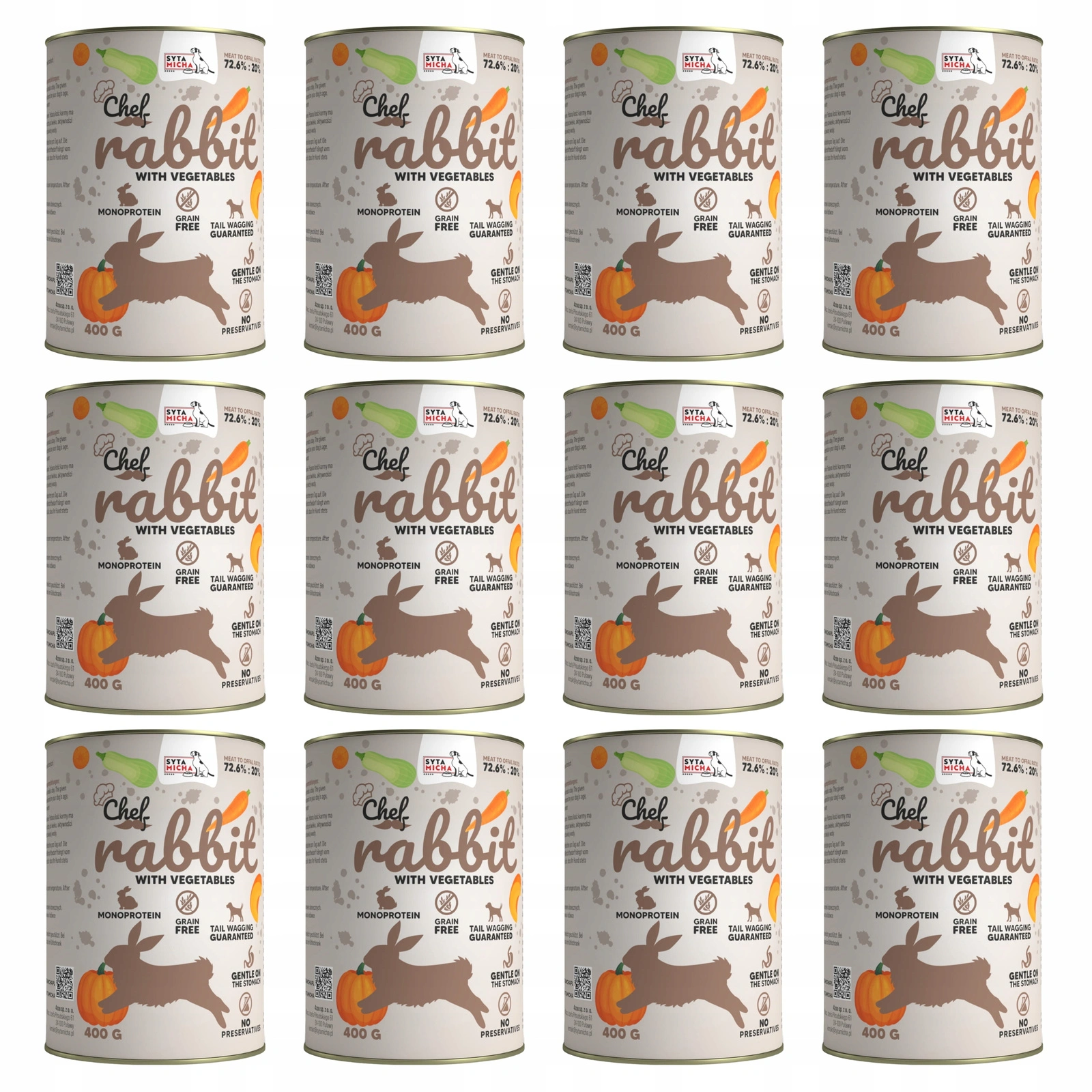 Syta Micha Chef jagnięcina, konina, królik adult 400 g × 12