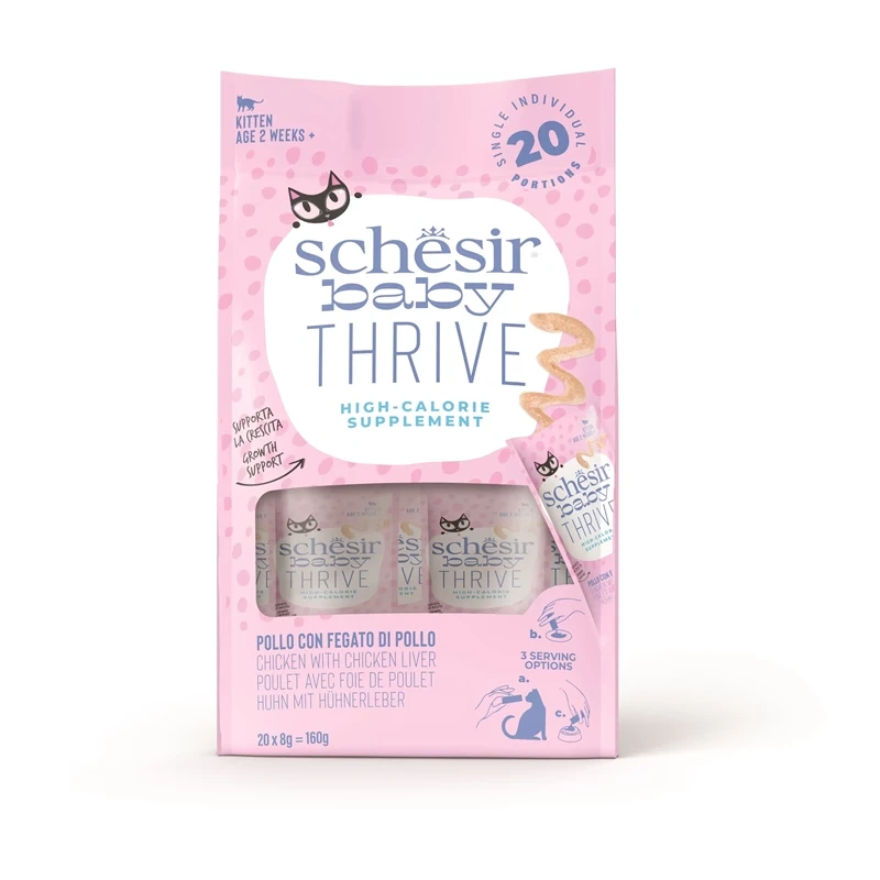 Schesir Baby Thrive kurczak, wątróbka kitten 8 g × 20