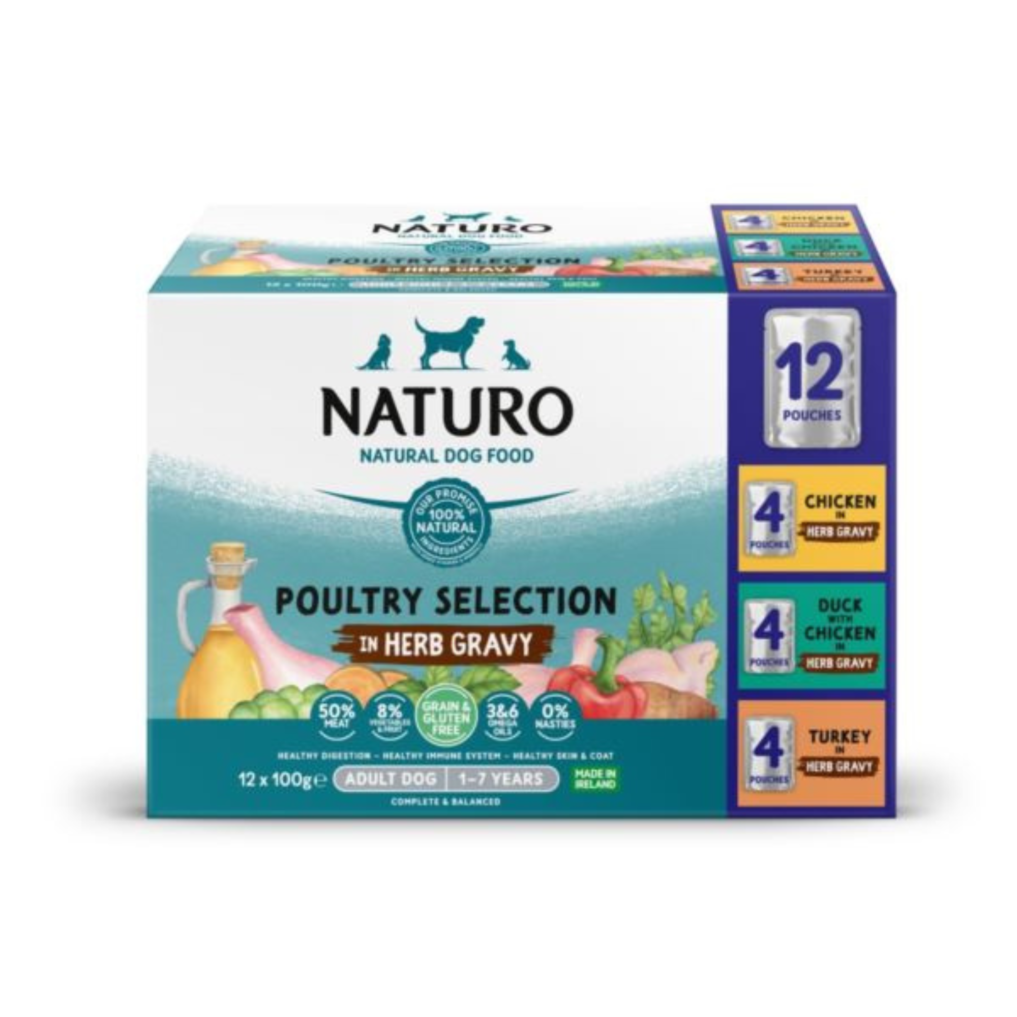 Naturo indyk, kaczka, kurczak adult 100 g × 12