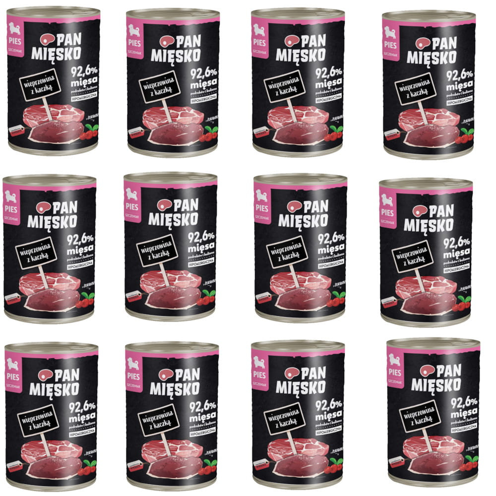 Pan Mięsko kaczka, wieprzowina puppy 400 g × 12