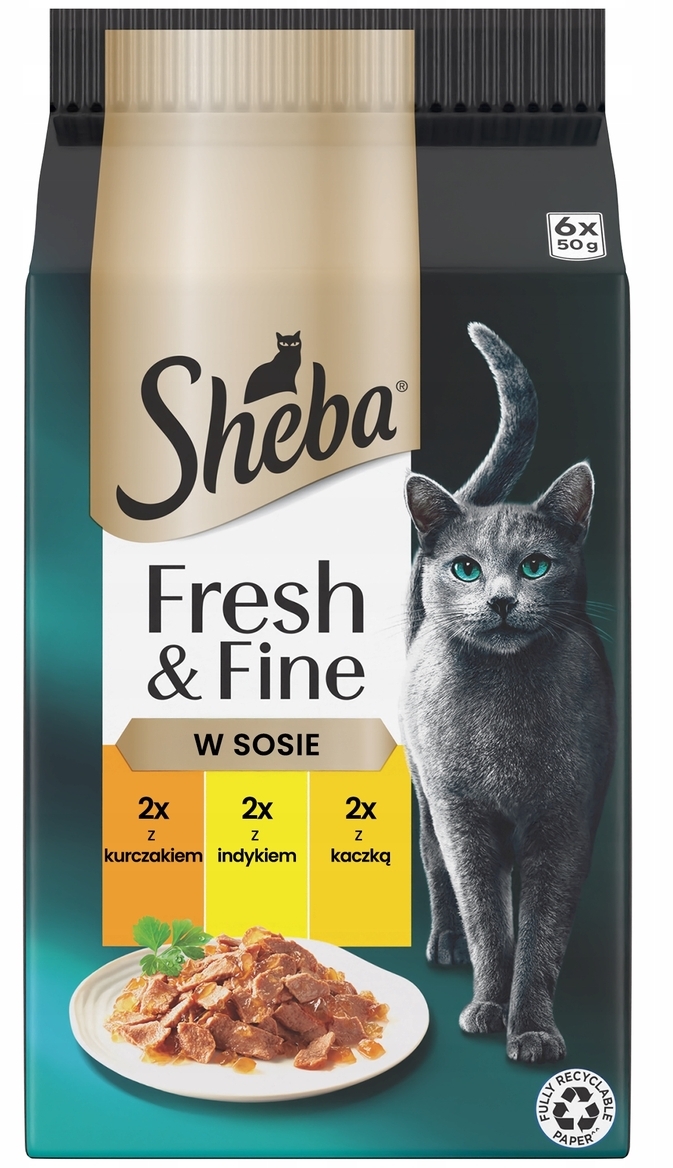 Sheba Fresh & Fine mix smaków w sosie adult 50 g × 6