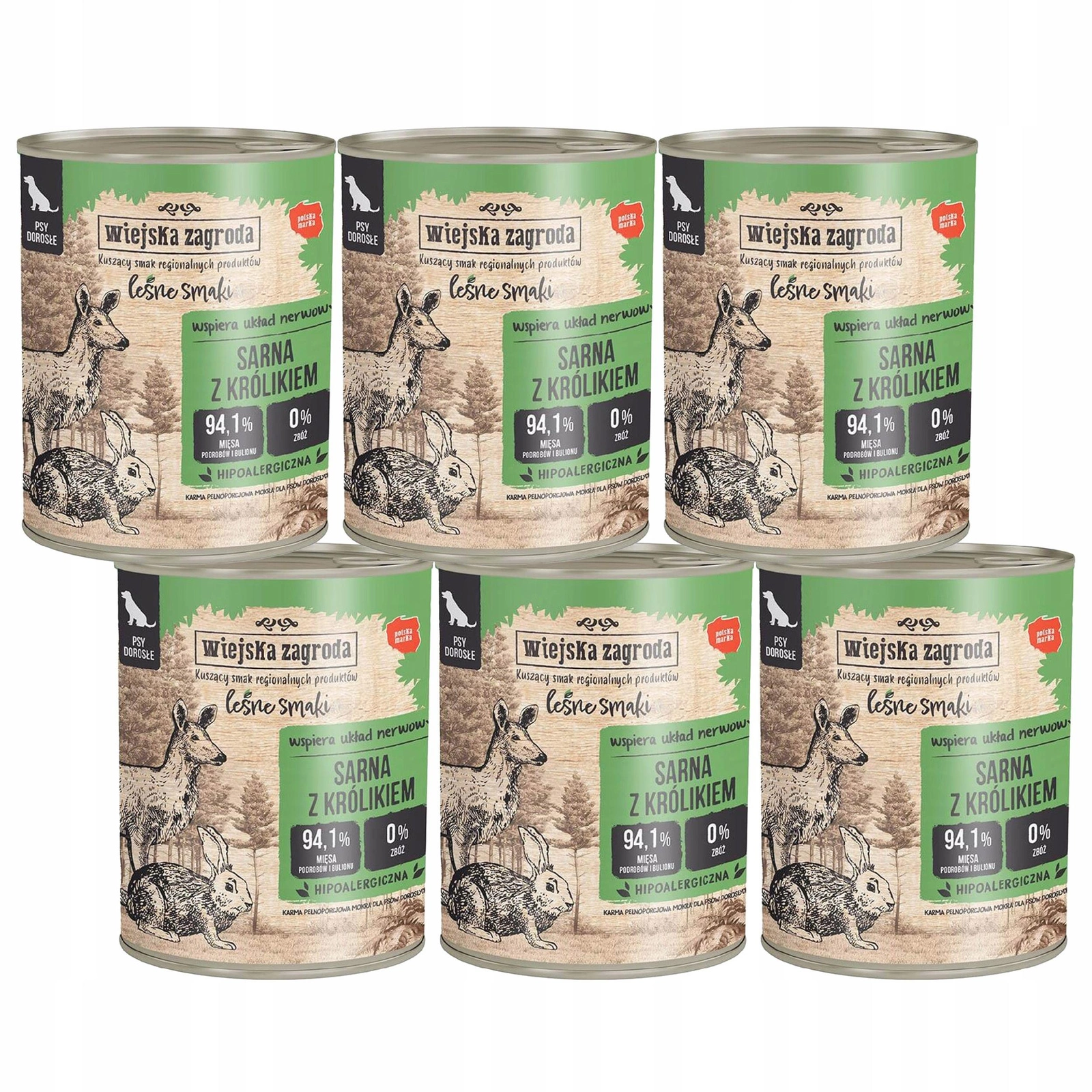 Wiejska Zagroda Leśne Smaki królik, sarna 800 g × 6