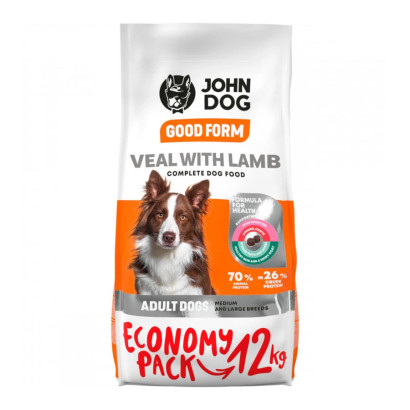John Dog Good Form cielęcina, jagnięcina adult średnie rasy, duże rasy 12 kg