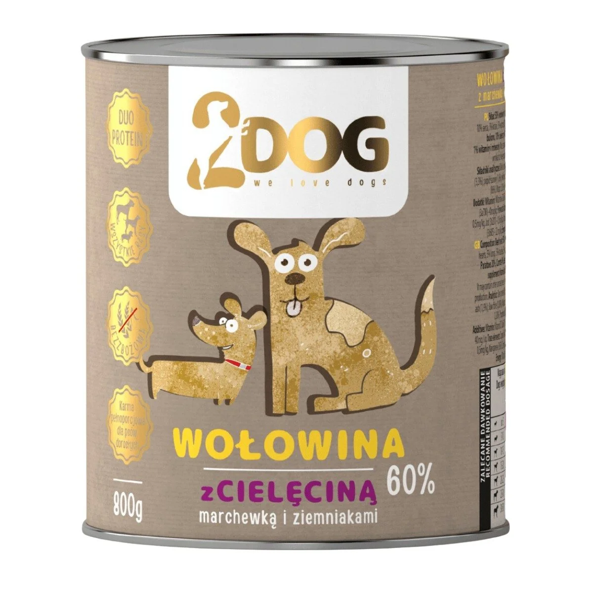2Dog cielęcina, wołowina 800 g
