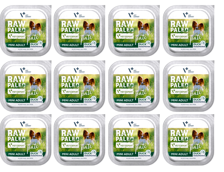 VetExpert Raw Paleo Pate kaczka adult małe rasy 150 g × 12