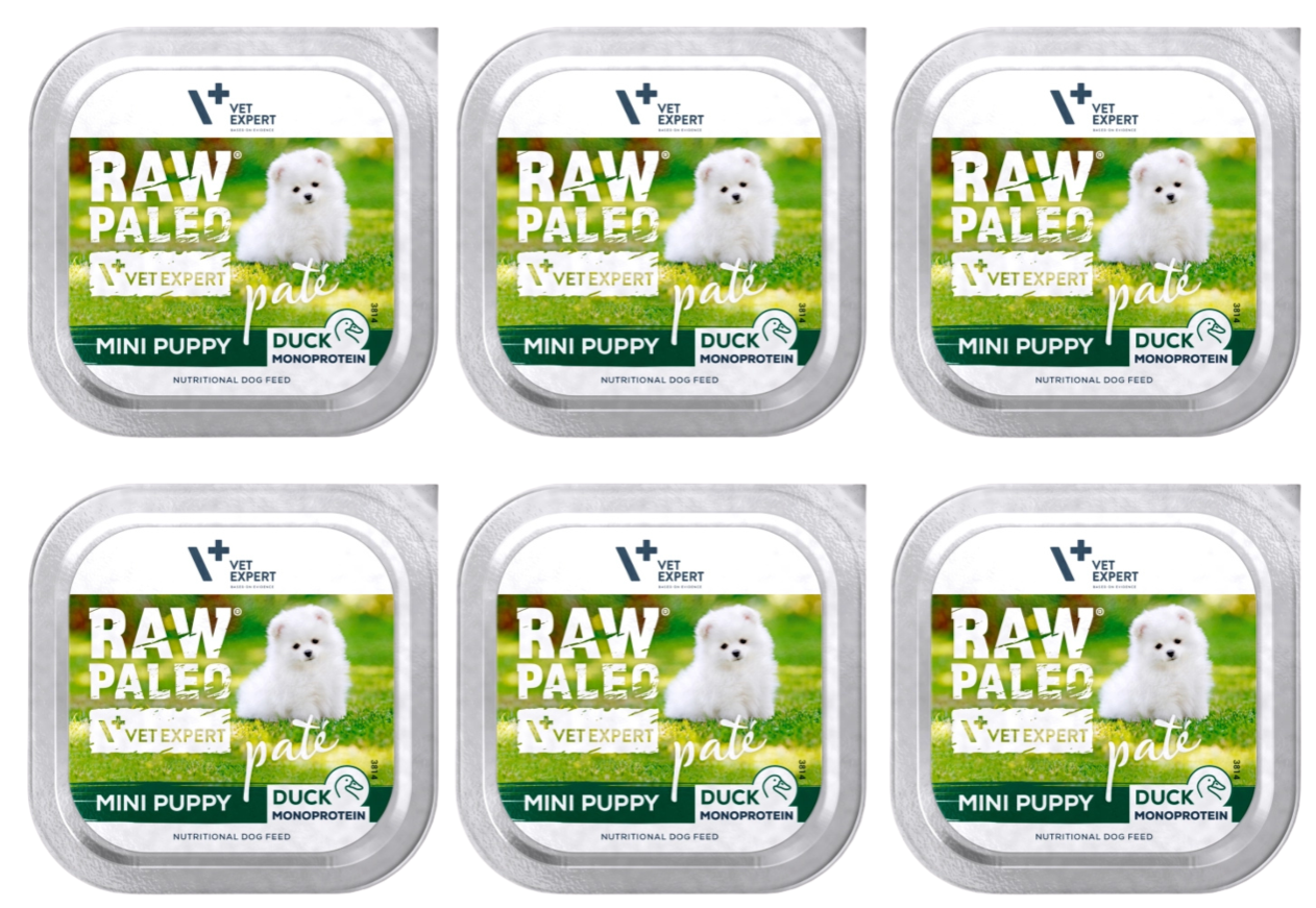 VetExpert Raw Paleo kaczka puppy małe rasy 150 g × 6