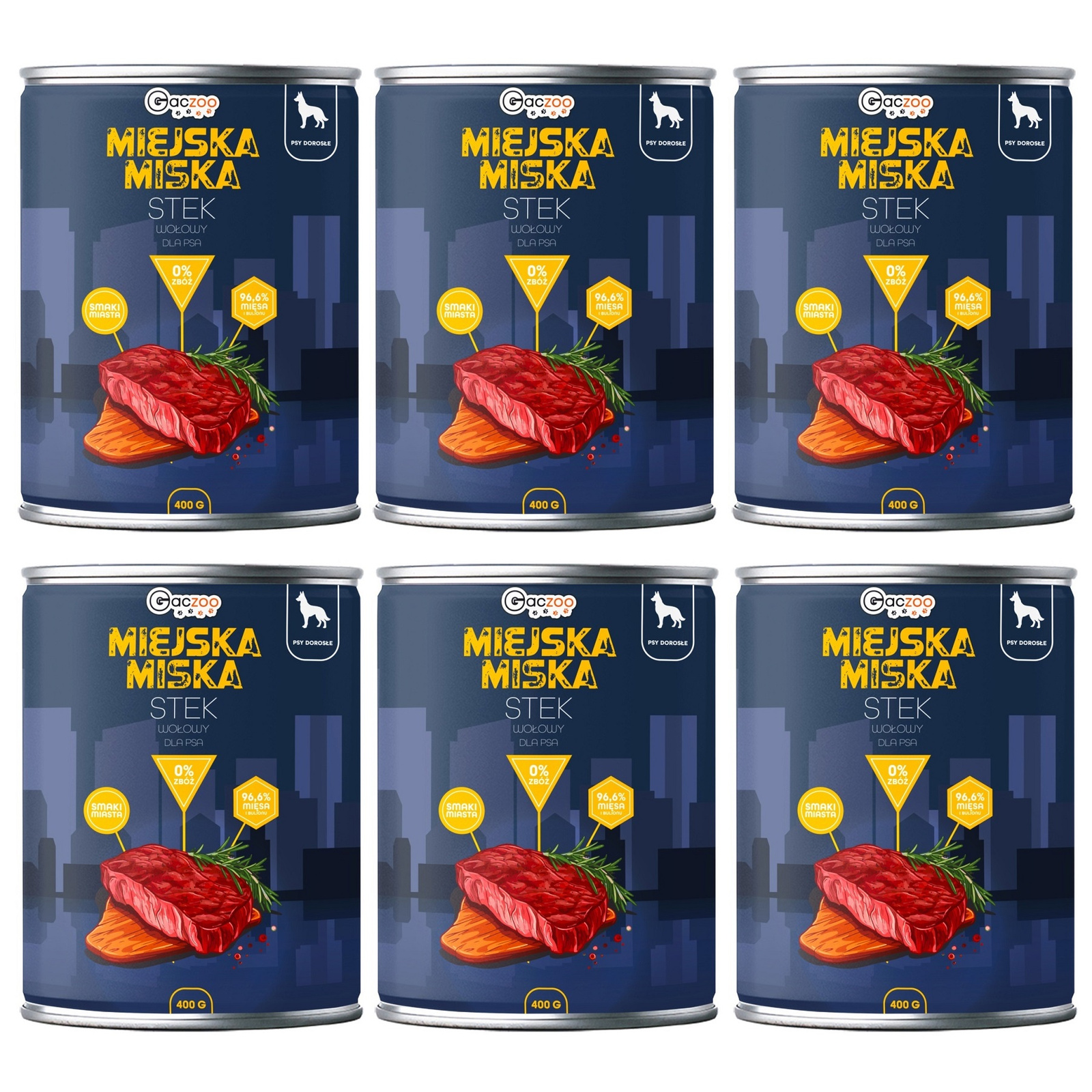 Gaczoo Miejska Miska stek wołowy z ziemniakami 400 g × 6
