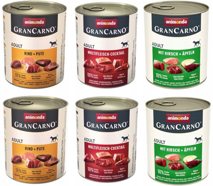 Animonda GranCarno dziczyzna, indyk, jeleń, kaczka, wołowina adult 800 g × 6