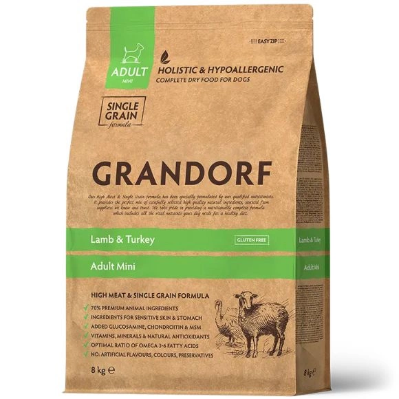 Grandorf Lamb & Turkey jagnięcina, indyk adult małe rasy 8 kg