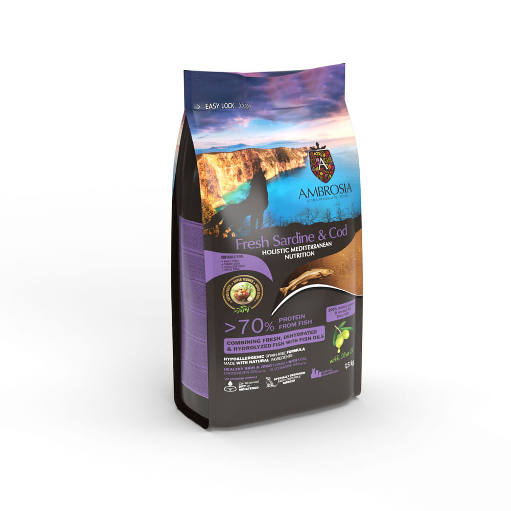 Ambrosia Mediterranean Light dorsz, sardynka senior 5 kg