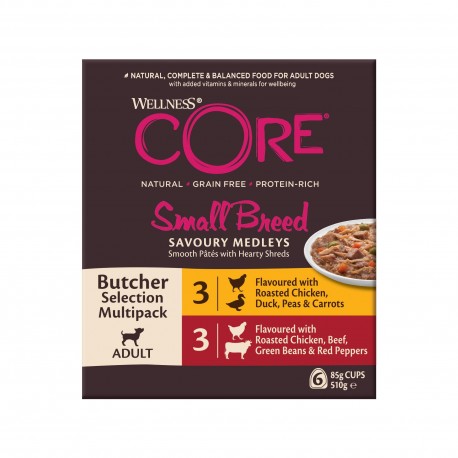 Wellness CORE Savoury Medleys kaczka, kurczak, wołowina adult małe rasy 85 g × 6