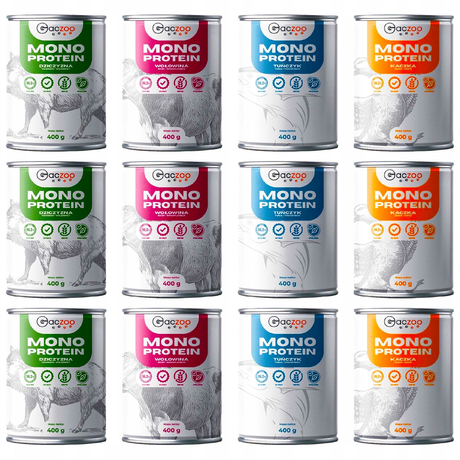 Gaczoo Mono Protein mix smaków adult 400 g × 12
