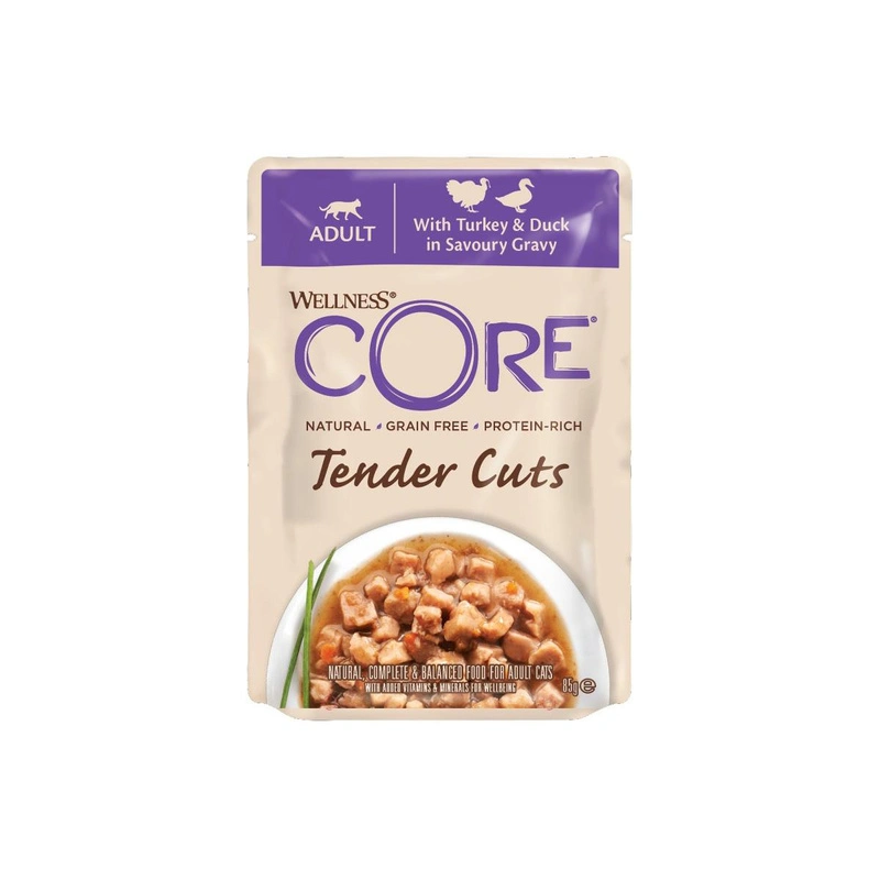 Wellness CORE Tender Cuts indyk, kaczka w sosie adult 85 g