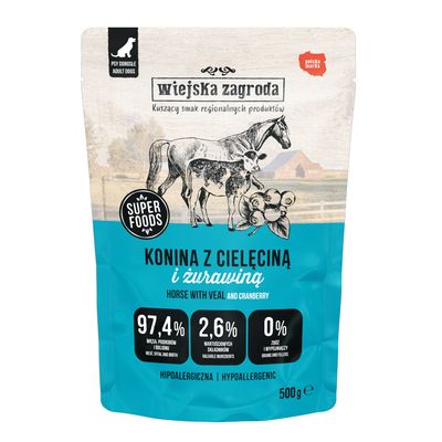 Wiejska Zagroda wet cielęcina, konina adult 500 g × 2