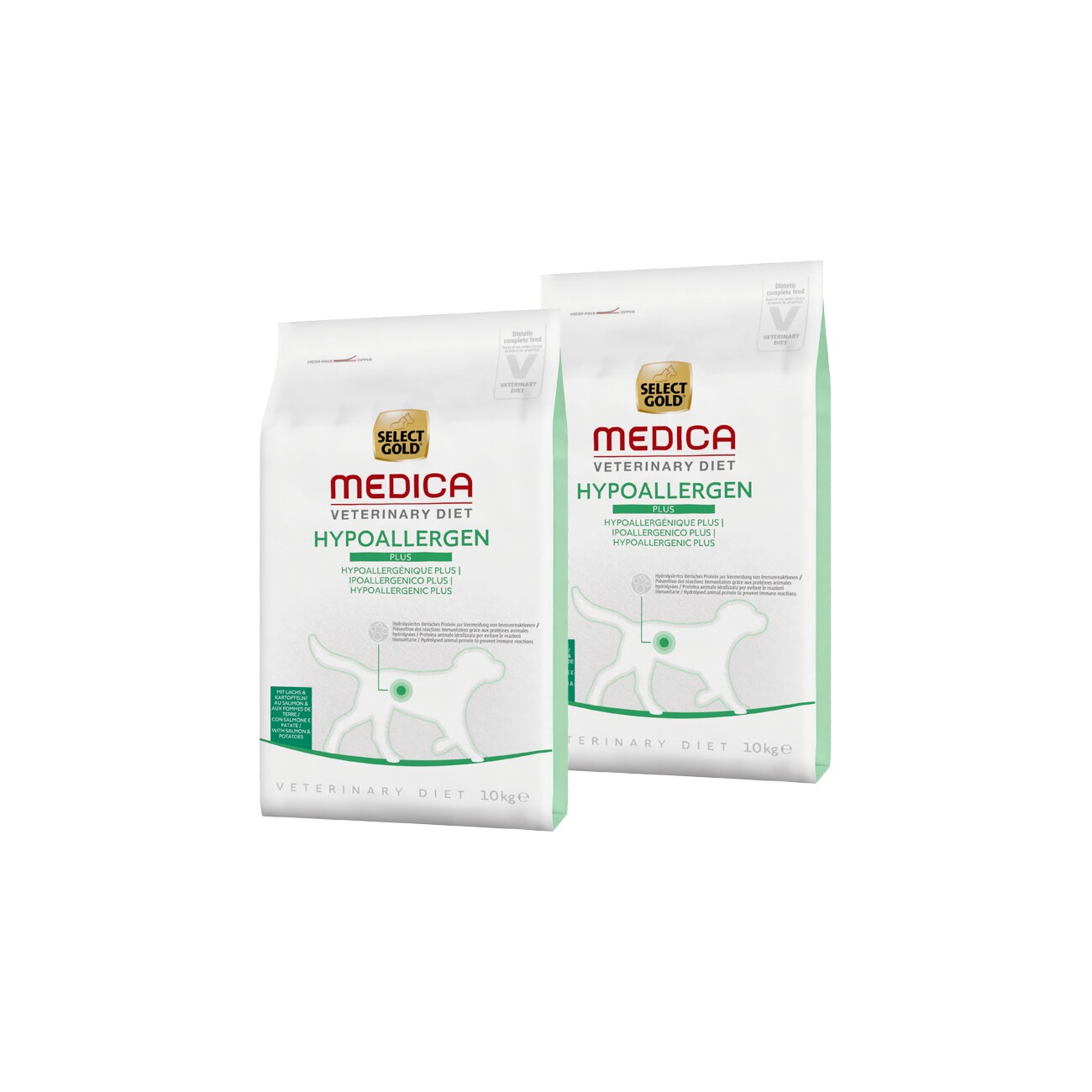 Select Gold Medica Hypoallergen Plus łosoś 10 kg × 2