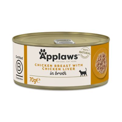 Applaws Sensitive kurczak, wątróbka w bulionie adult 70 g × 6