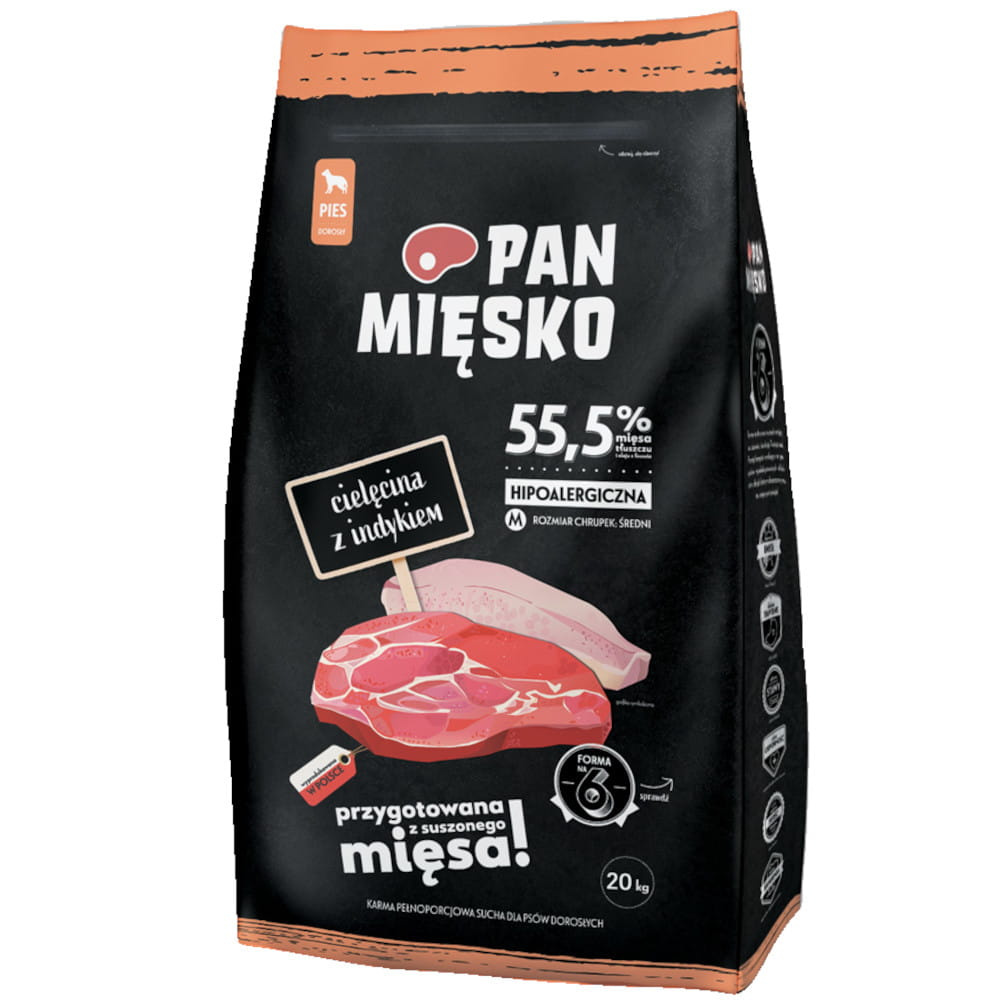 Pan Mięsko cielęcina, indyk adult średnie rasy 20 kg
