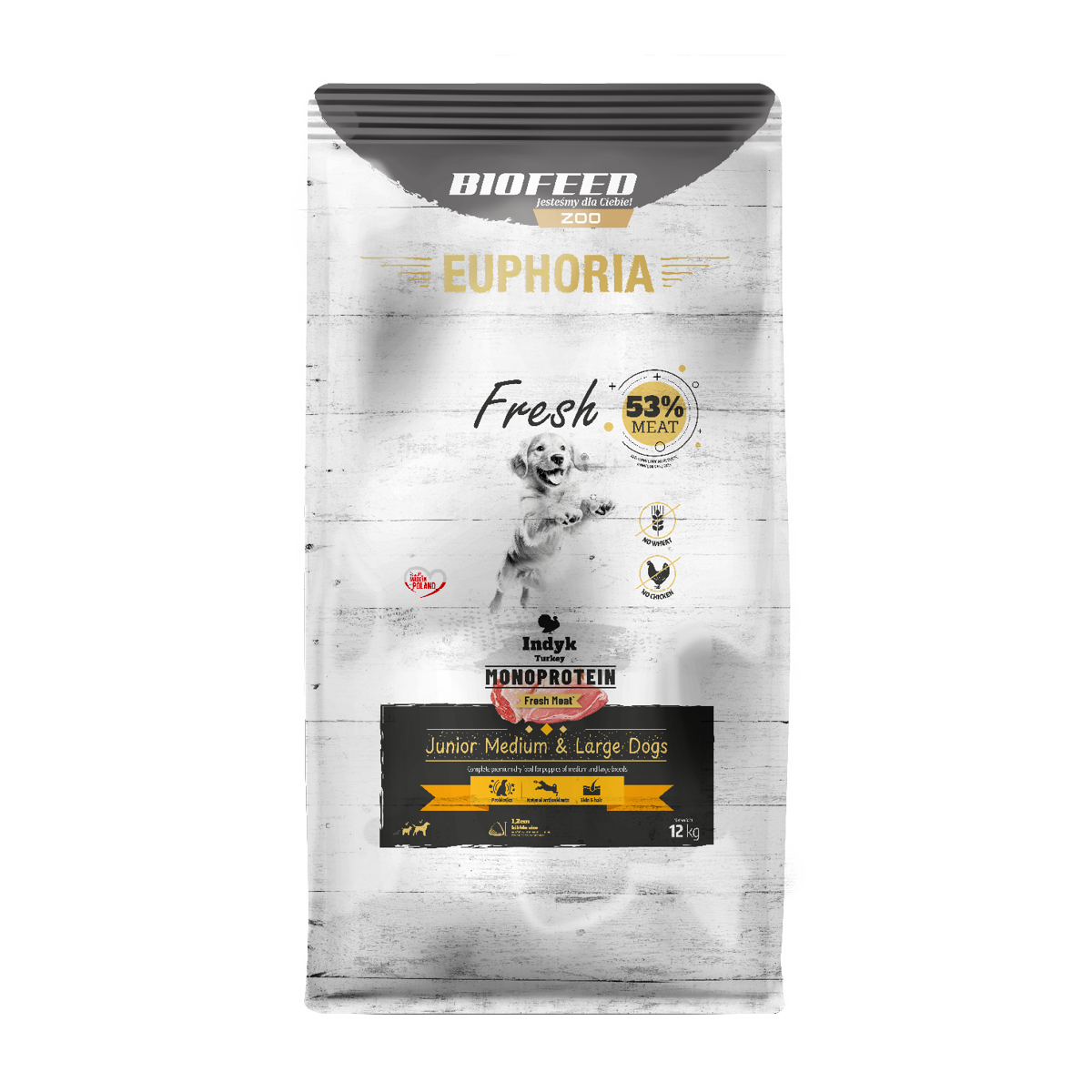 BioFeed Euphoria Fresh indyk junior średnie i duże rasy 12 kg