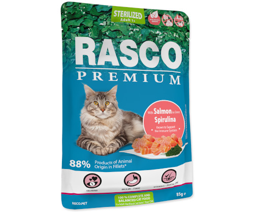 Rasco Premium Sterilised łosoś z spiruliną w sosie adult 85 g