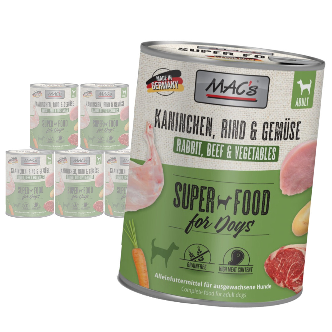 MAC's Superfood królik, wołowina 800 g × 6